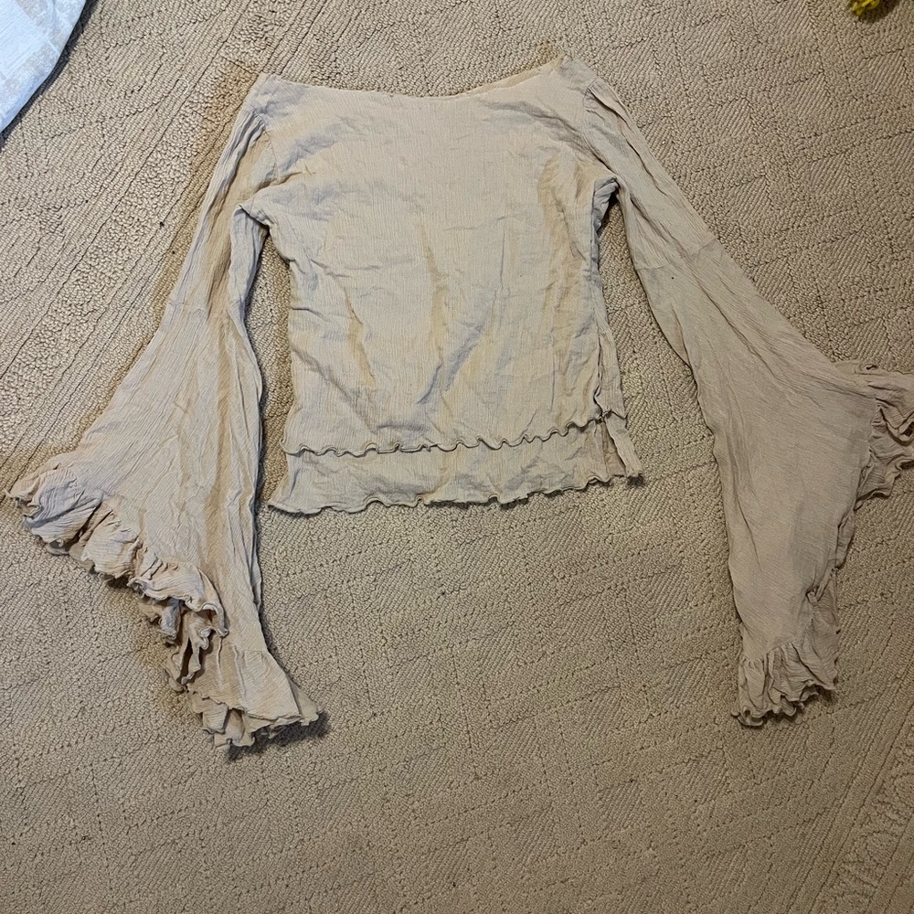 Off the shoulders fairy grunge thrashed ruffle Bell Sleeve peasant Reniassance